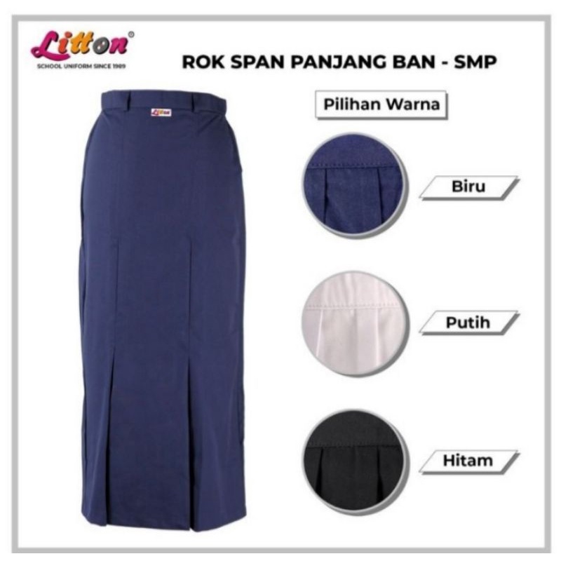 Seragam sekolah rok span panjang SMP ban / LITTON span panjang pinggang ban biru 6