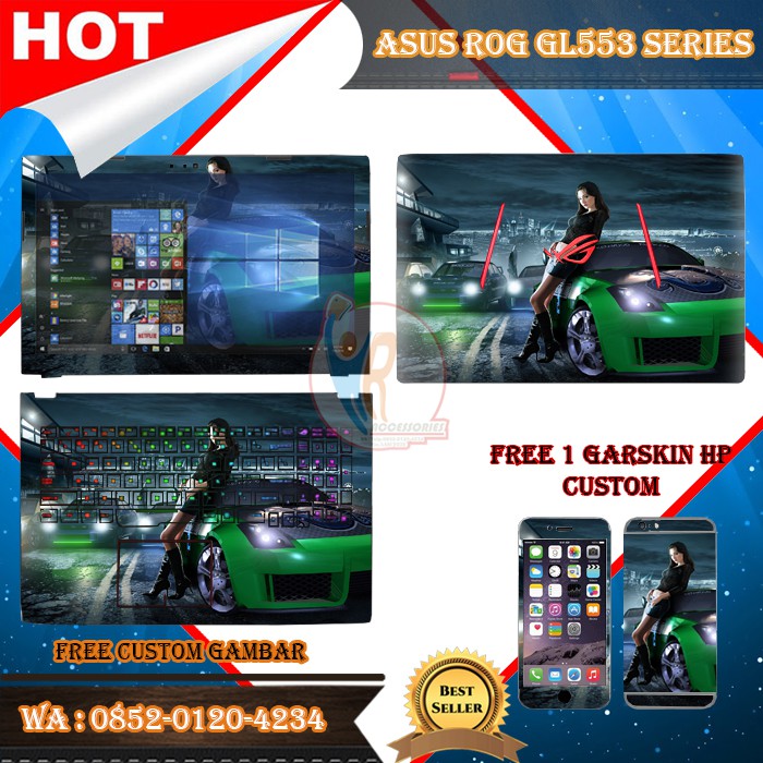 Original Garskin Laptop Full Body Asus ROG GL553 Series Motif NFP - Free Custom Gambar