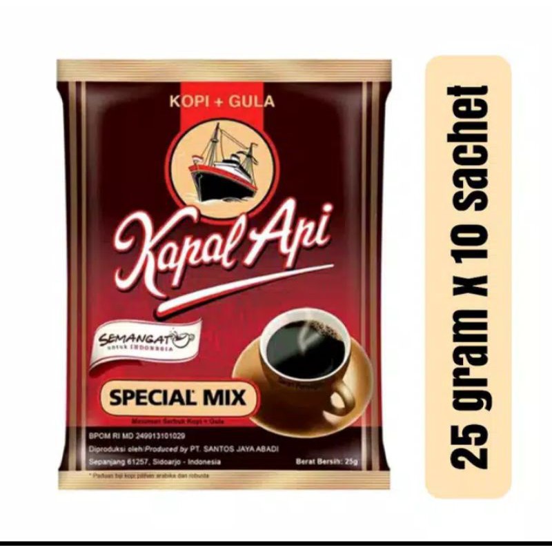 Kapal Api Special MIX Kopi &amp; Gula Scht 25g 10 sachet