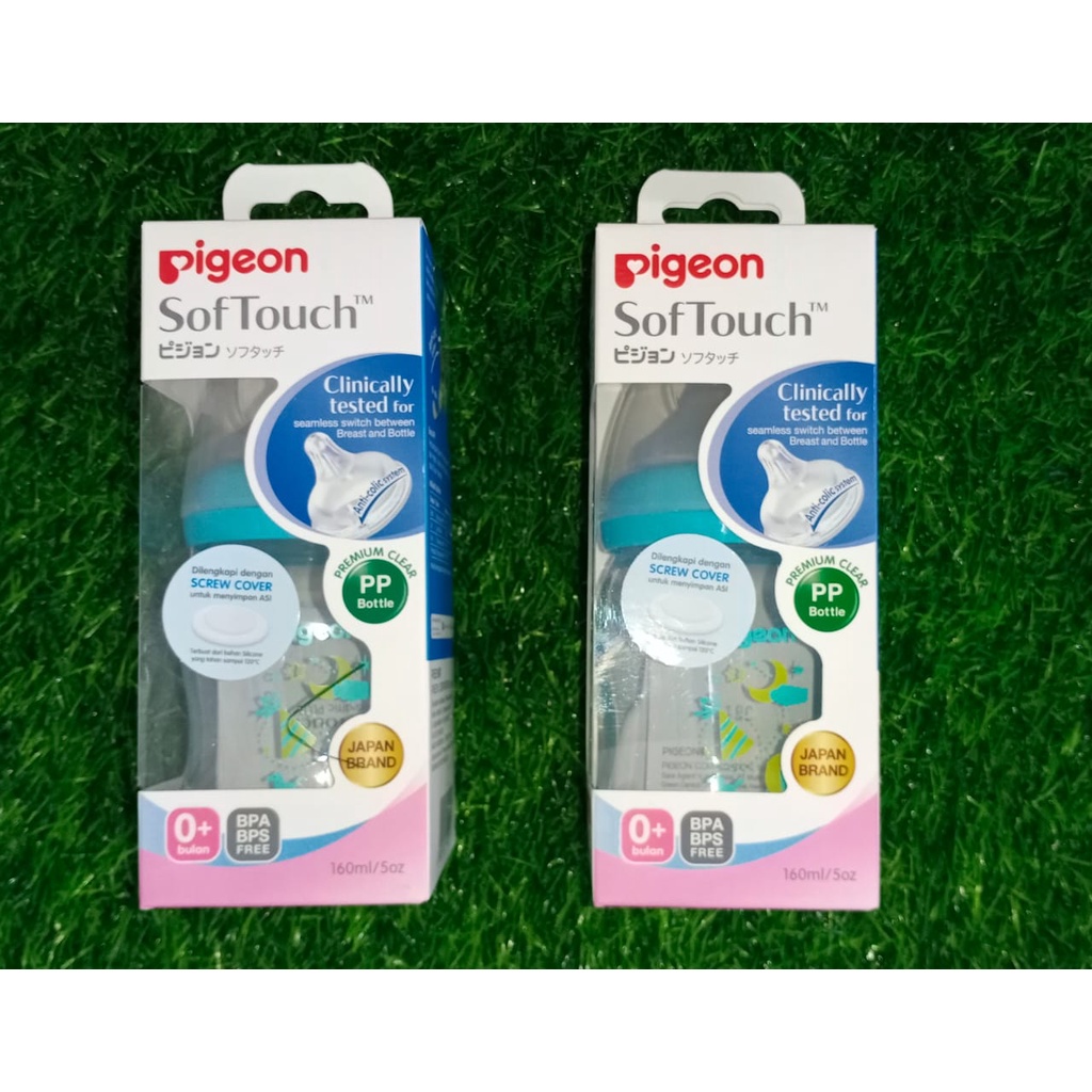 PIGEON Botol Susu PP  Clear Wide Neck Biru 160ml