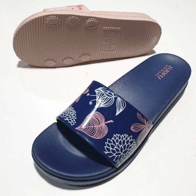 jelly sandal wanita luofu slide slop cewek karet import 7159L4