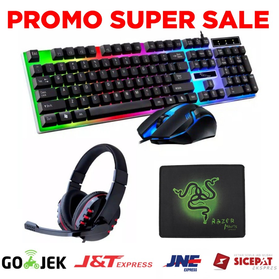 PAKET KEYBORD GAMING + MOUSE GAMING USB MIXIE + HEADSET WEILISHI W160