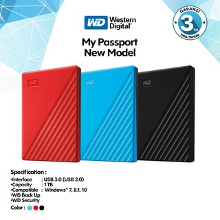 WD My Passport 1TB 2TB 2 TB Harddisk Hardisk Eksternal GARANSI 3 TAHUN