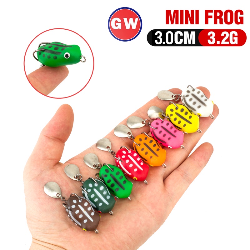 1 Pc Umpan Pancing Soft Bait Bentuk Katak Ukuran 3cm / 3.2g 8 Warna Dengan Kail Ganda