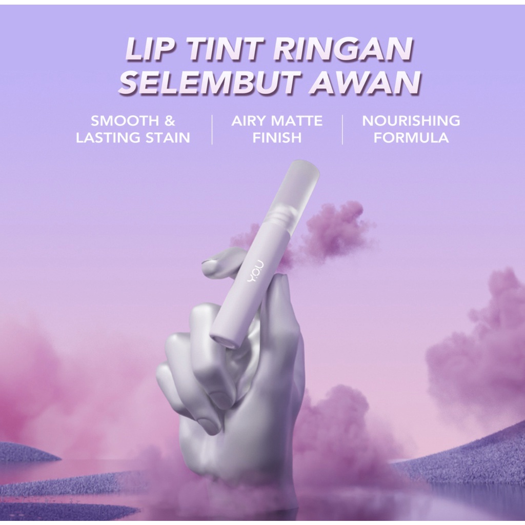 YOU Cloud Touch Fixing Lip Tint [Soft Velvet Finish Lip Stain | Korean Style Lipstik Bibir | Melembapkan Tahan Lama liptint]