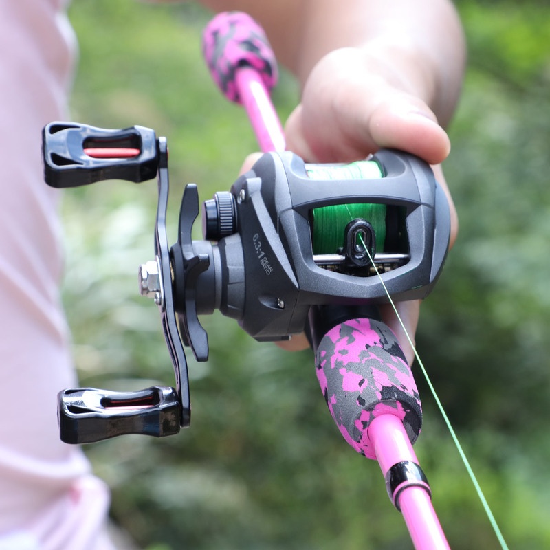 Set Pancing 1.8M Fishing Rod and Reel Combo Casting Rod and 12+1BB High Speed Baitcasting Reel Line Lure Hooks Bag Full Kit