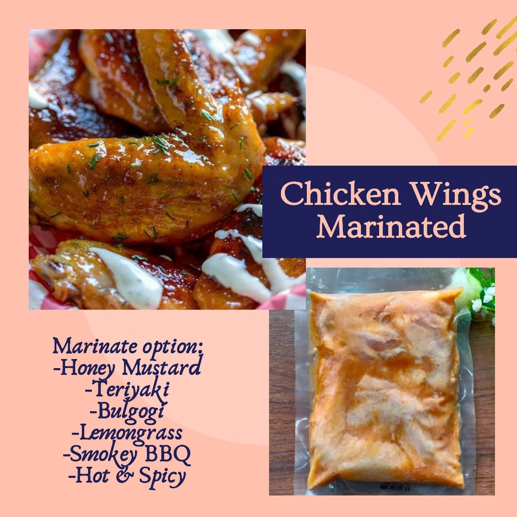 

Marinated Chicken Wings / Sayap Ayam Marinasi / Ready To Grill / 100% Sayap Ayam Asli