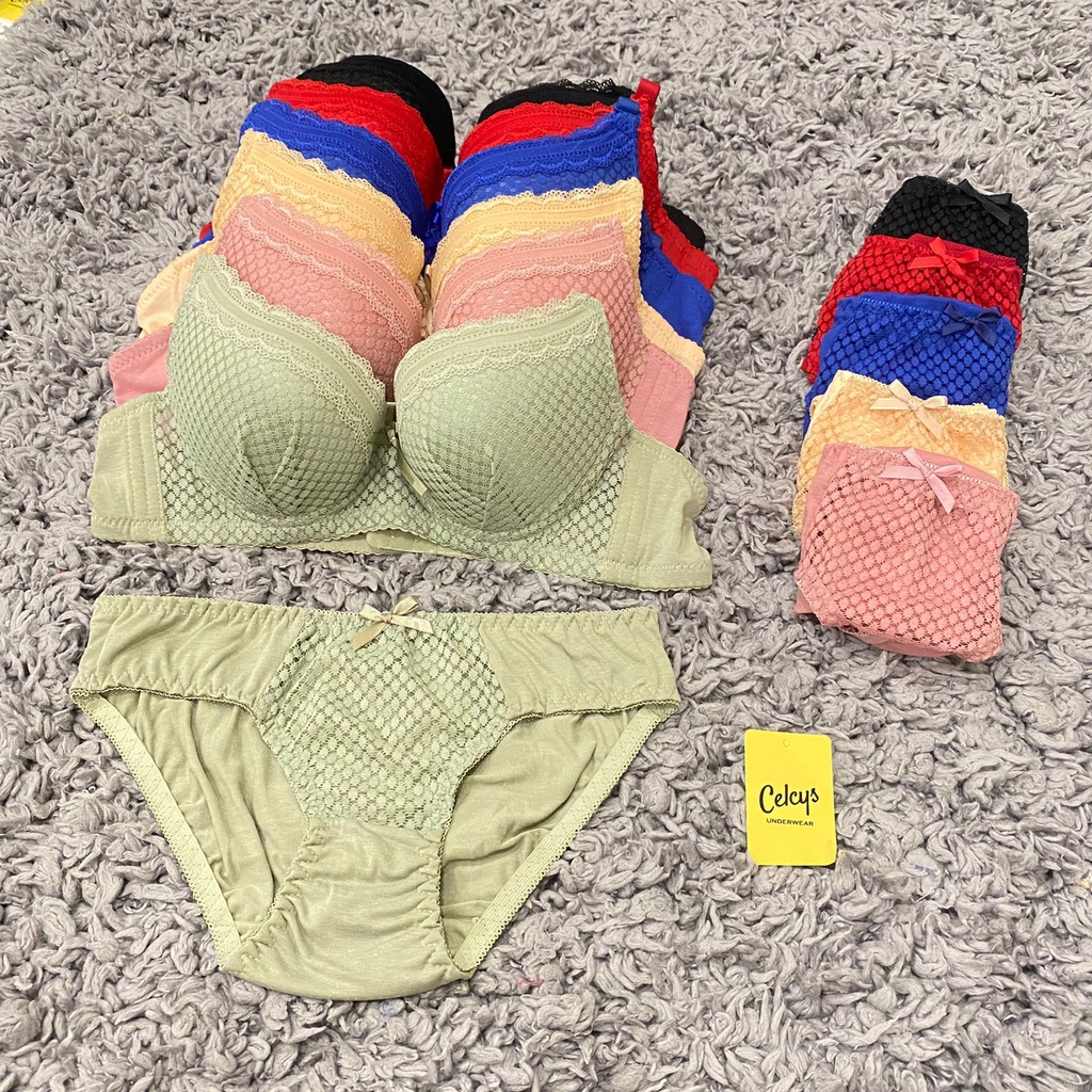 Celcys Bra Set Art 365 | Bra Kawat 32-38 Cup B | BH Set Busa Tipis