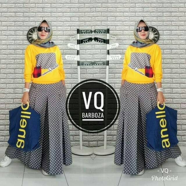 Diamond set/setelan polkadot wanita/polka set/setelan baju atasan dan bawahan wanita muslim