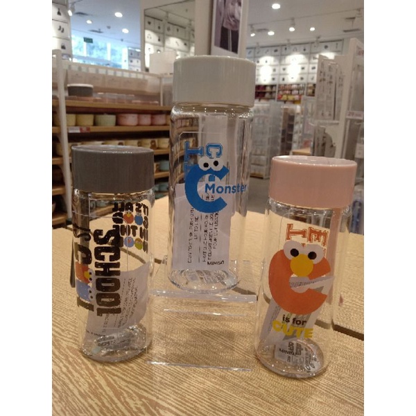 Miniso sesame street glass bottle 320ml botol minum elmo botol minum lucu tumbler botol minum kaca