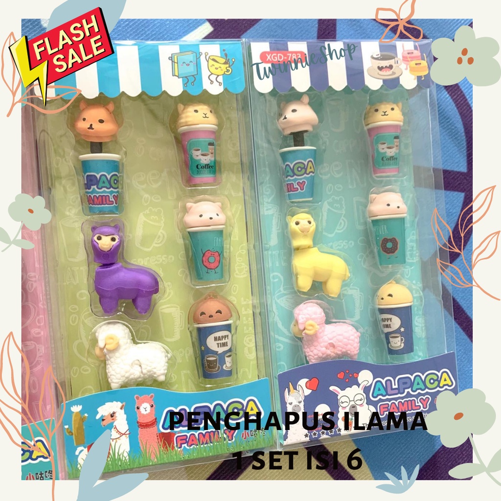 

PENGHAPUS ILAMA POPCORN 1 SET ALPACA FAMILY LLAMA MINUMAN LUCU SODA DRINK IMUT MURAH KADO SOUVENIR FREE BOX