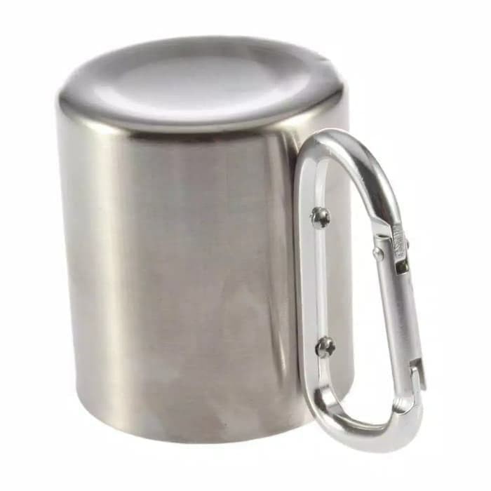mug gelas cangkir carabiner camping stainless steel high quality