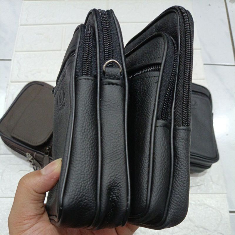 Dompet HP Pinggang &amp; Selendang Kulit Asli Garut || Tas Handphone M-GRT Pria Kulit