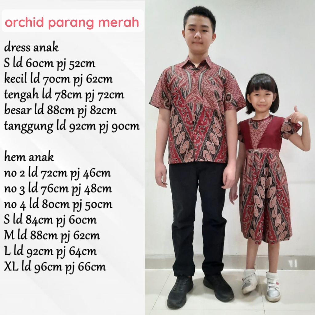 BATIK COUPLE KELUARGA SARIMBIT PASANGAN MUDA AYAH IBU ANAK  PREMIUM FAMILY JUMBO MODERN MURAH KEKINIAN TERBARU TUNIK DRESS TERUSAN ORCHID PRG MERAH CAMISOLA CLOTHING