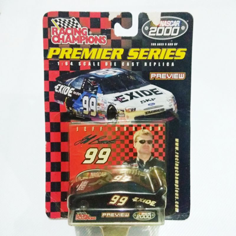 Nascar No 99 Exide SKF Jeff Burton Ford Taurus car cover Premier Series 2000 RACING CHAMPIONS card
