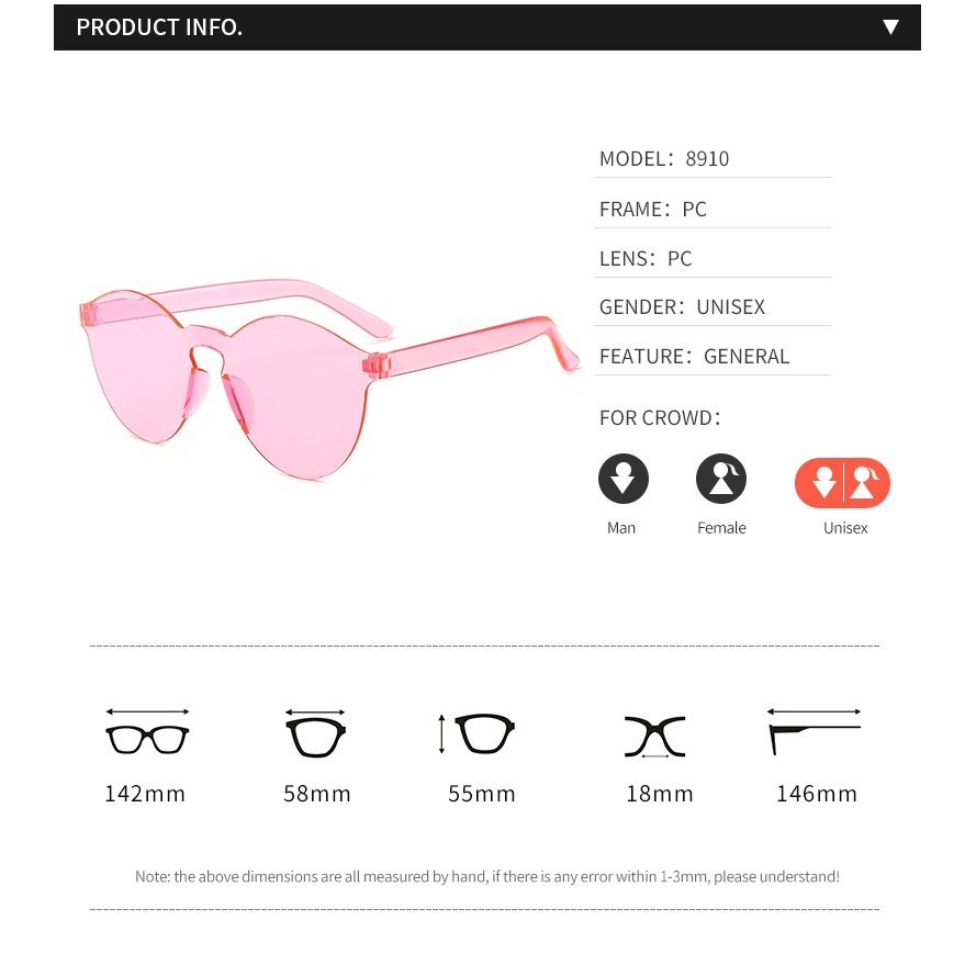 [BISA COD] KACAMATA HITAM FASHION WANITA PRIA TRANSPARAN TANPA FRAME JELLY CANDY YOUTUBER KPOP-3