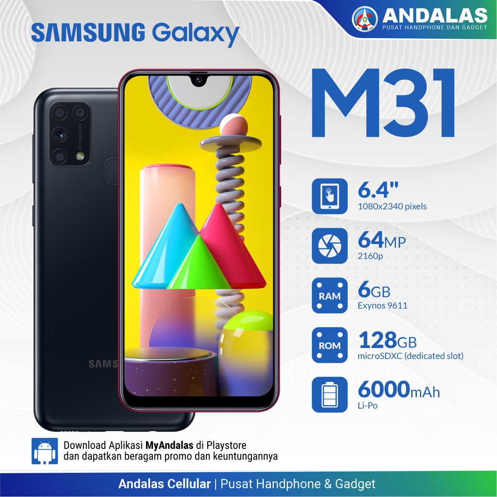 Samsung Galaxy M31 Sm M315f Ds 6 128gb 6 4 Inch Garansi Resmi Shopee Indonesia