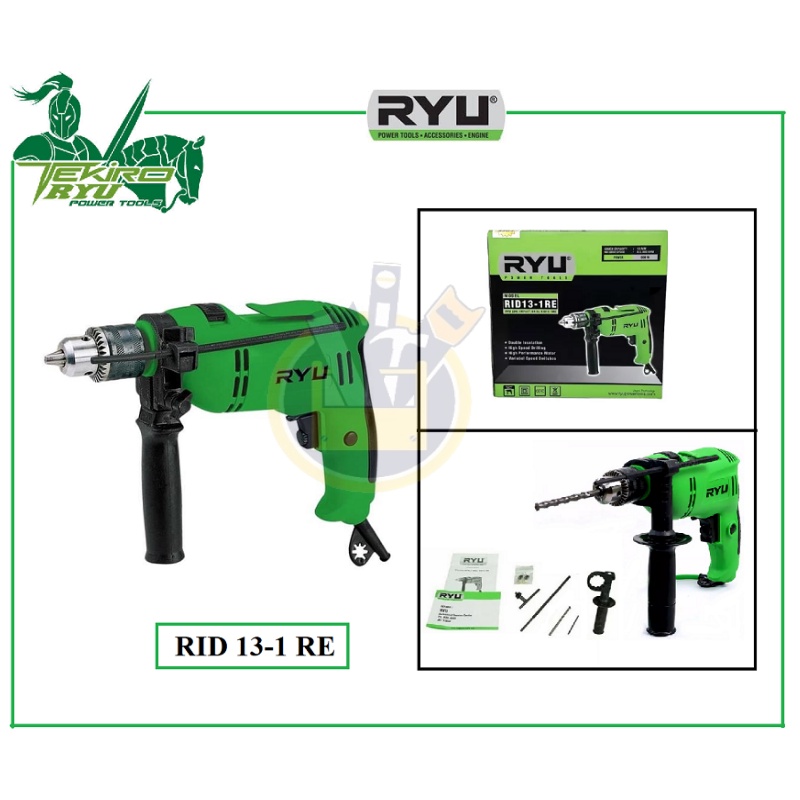 RYU RID 13-1 RE Mesin Bor Beton 13 mm Impact Drill Variable Speed Bolak Balik Mesin Bor Tembok Besi Tembok 13mm MURAH ORIGINAL BERGARANSI