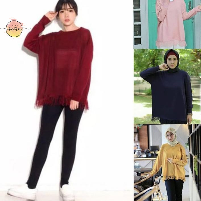 [BISA COD] Raida Blouse Rajut / Sweater Rajut Rawis Raida Wanita