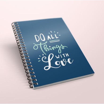 

NOTE BOOK CUSTOM A5 COVER QUOTE , LOGO , BEBAS