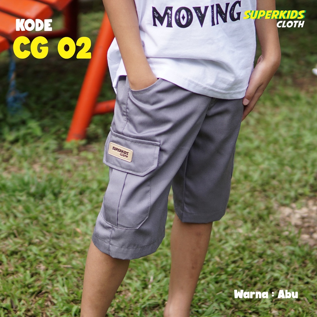 CELANA ANAK LAKI LAKI CARGO PENDEK / CELANA ANAK COWOK CARGO WARNA ABU SUPERKIDS CLOTH 1 - 11 TAHUN