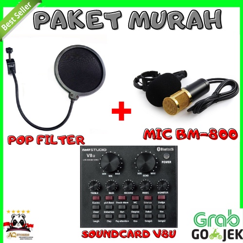 PAKET LENGKAP RECORDING KAROKE KEKINIAN TERKINI BM 800 CONDENSER SOUNDCARD MIC MICROFON BM-800 SOUND