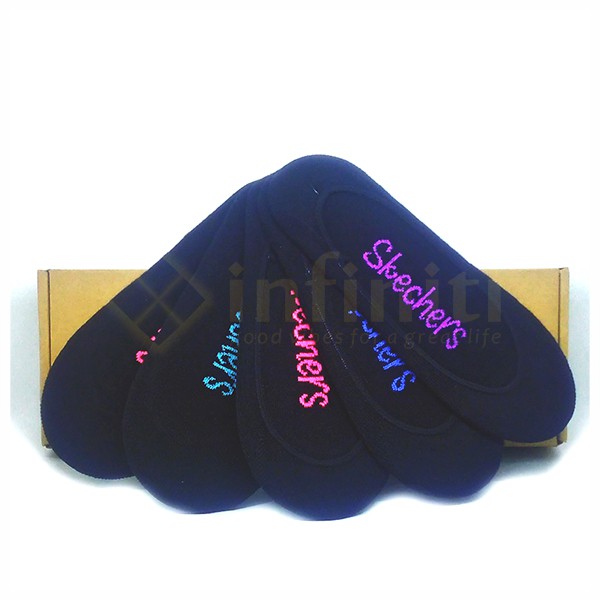SKECHERS HIDDEN LOW CUT SOCKS HITAM 5 Pasang Kaos Kaki Ballet Pendek Yoga Gym Sport Slip On Kantor
