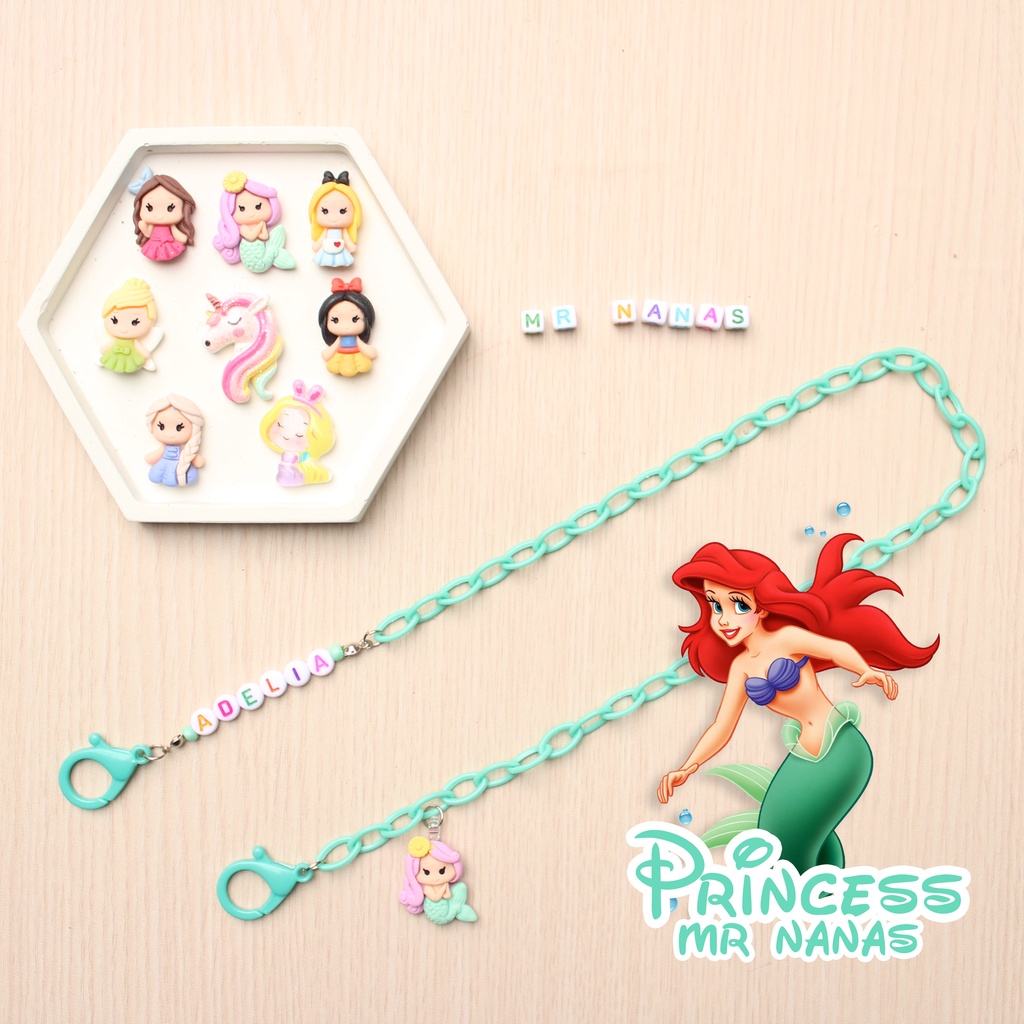 Rantai Tali Masker FREE BONEKA dan NAMA Princess Lucu Strap Masker Anak Cewe Anak Perempuan Mr Nanas