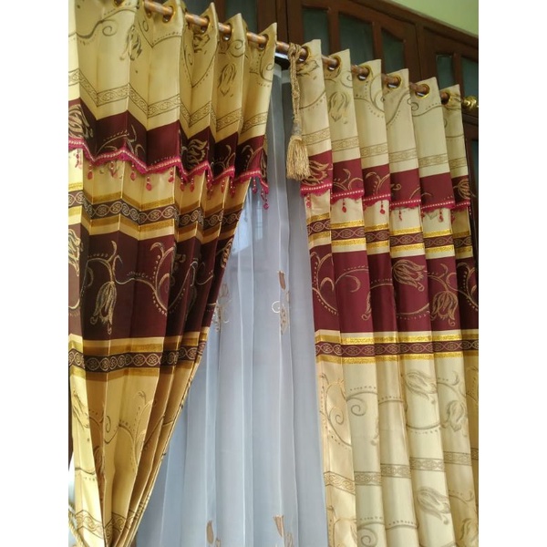 Gorden Jodha Poni Tempel Hordeng Jodha Gorden Tirai Gorden Hordeng Plisket Motif Gorden Poni