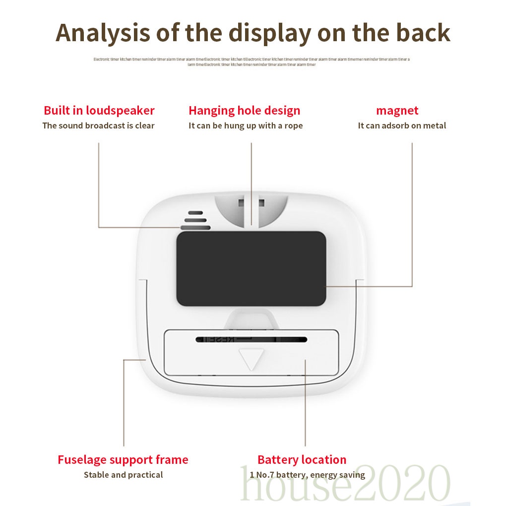 [house2020]Kitchen Timer Cooking Baking LCD Display Countdown Student Lab Digital Timer Home Kitchen Gadget