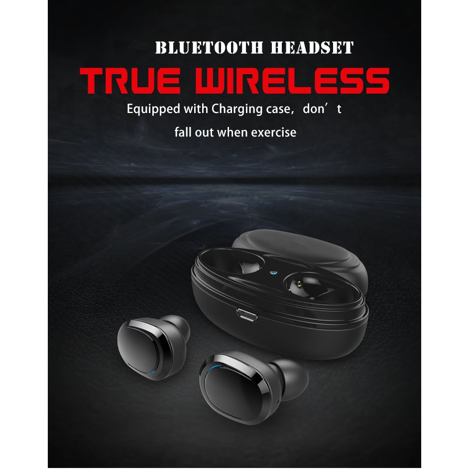 True Wireless Earphone Bluetooth dengan Charging Case - TWS-8 - BlacK