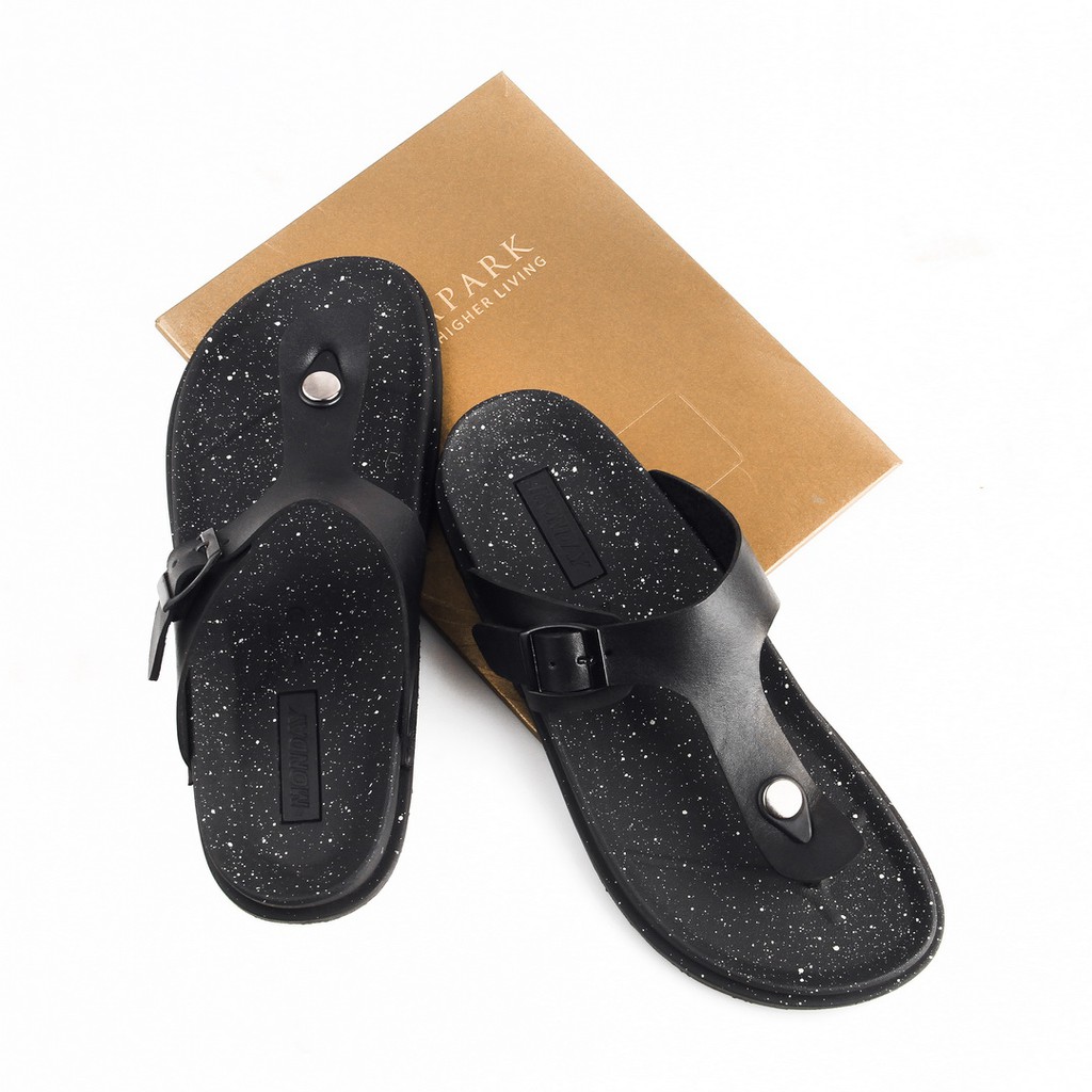 ASTA OREO BLACK |ManNeedMe x Monday| Sandal Jepit Casual Pria KULIT ASLI ORI