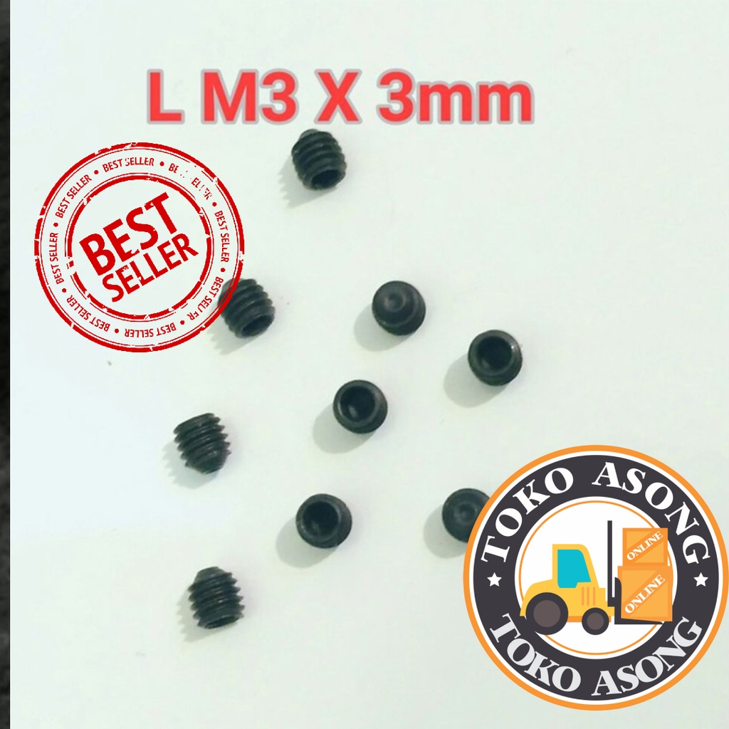 Baut Tanam L M3 x 3 RDA baja hitam