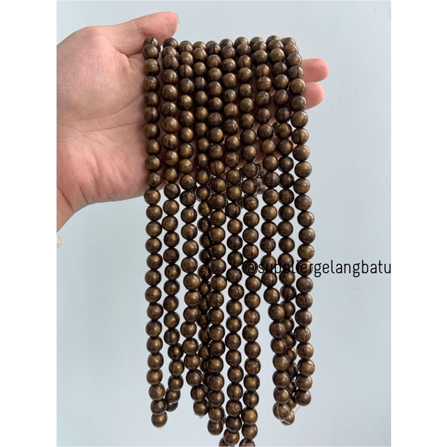 spacer resin bakar bulat 10mm bahan craft gelang kalung beads cokelat