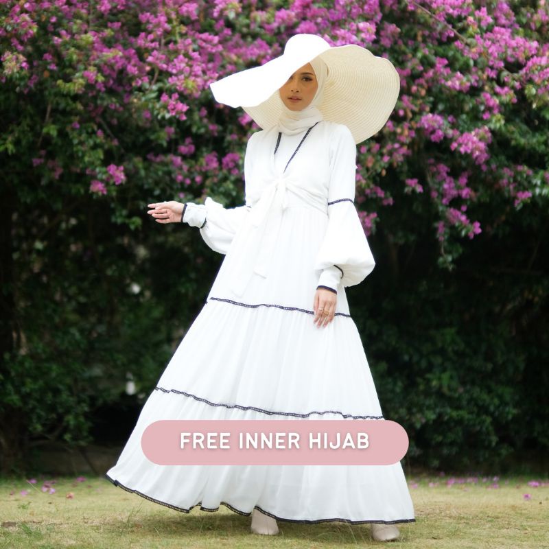 MADELINE DRESS BYGIAGIO gaun kondangan dress akad simple gaun wedding pernikahan baju muslim putih dres lamaran elegan pakaian wanita pesta elegan fashion korea dres lebaran cantik anggun mewah nyaman gaun vintage fashion gaun bahan baby doll renda furing