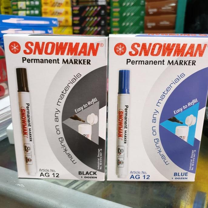 

Office & Stationery | Alat Tulis | Spidol Permanent Marker Ag-12 Snowman | Best Seller
