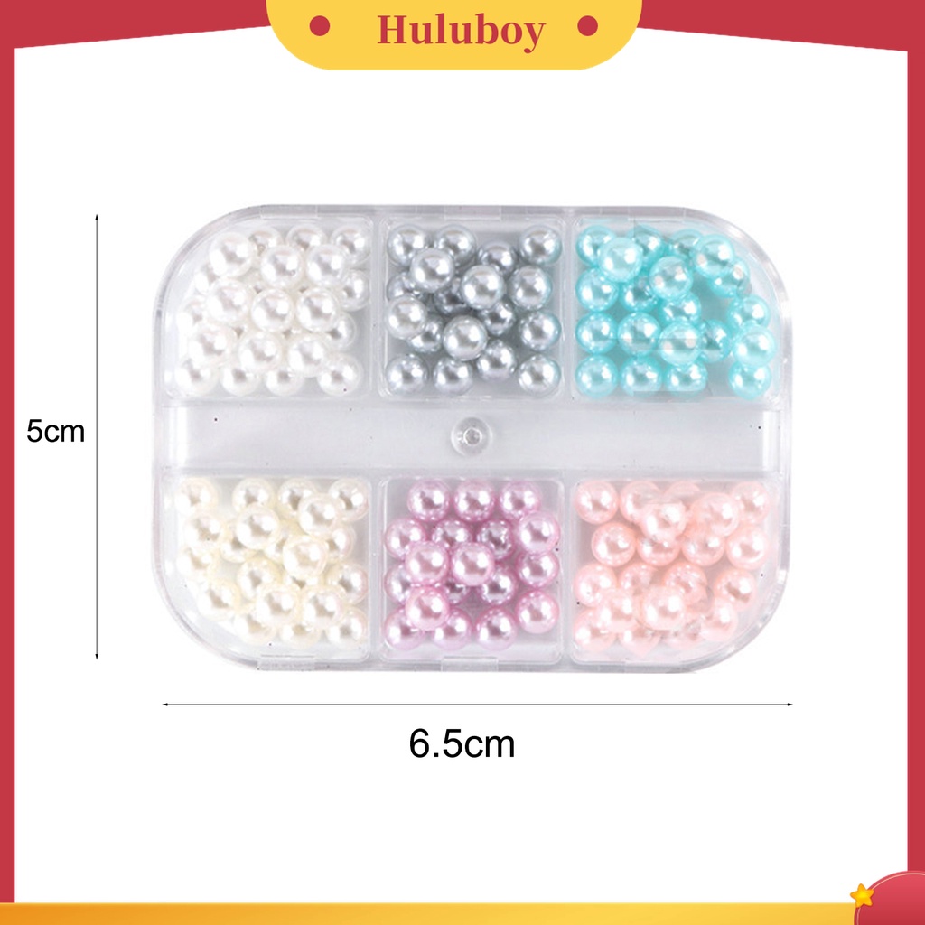 Huluboy Huluboy♡ 1 Kotak Manik-Manik Mutiara Imitasi 3D Bahan ABS Warna-Warni Untuk Dekorasi Nail Art