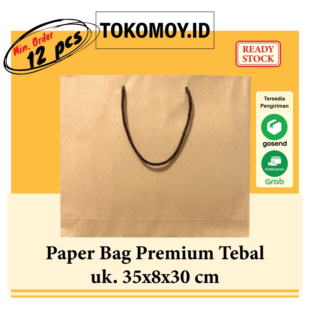 

Paper Bag Souvenir Premium Kraft Coklat Tebal Uk. 35x8x30 cm