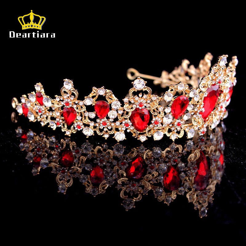 New Tiara Mahkota Kristal Mutiara Mewah Gaya Vintage Untuk Pengantin Wanita