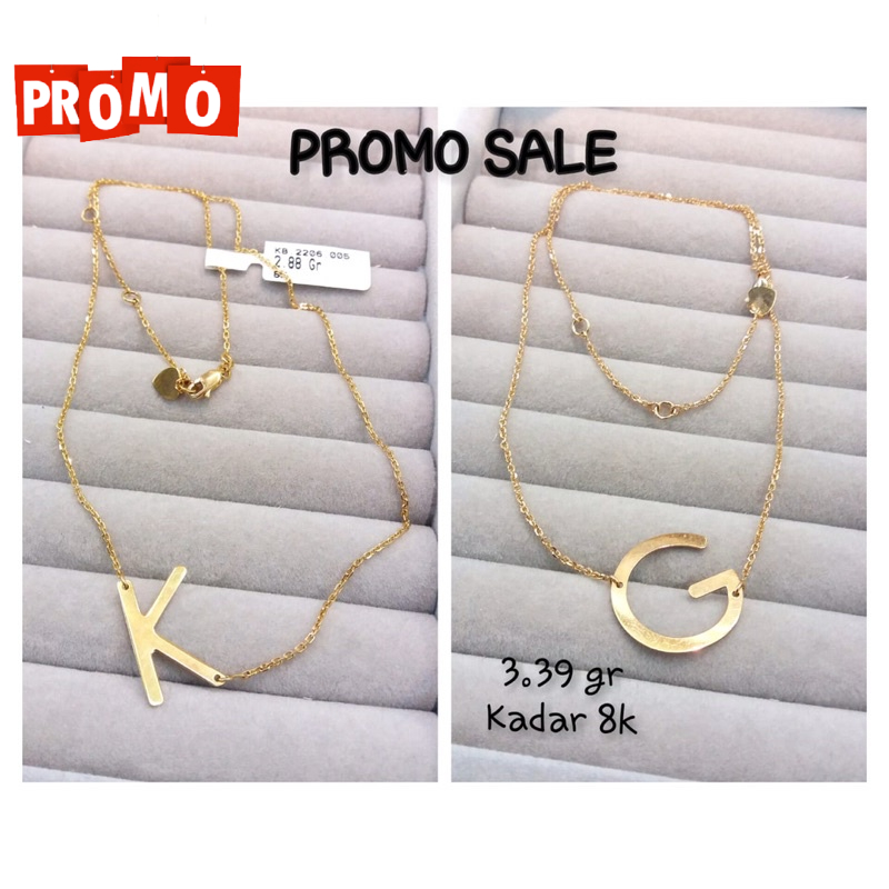 KALUNG HURUF ALPHABET KADAR 375/8K PROMO TERMURAH