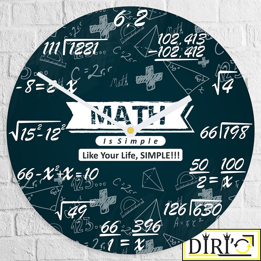 Jam Dinding Kayu Matematika Wall Clock Rumus Math Desain Unik Minimalis Murah-MTK 03