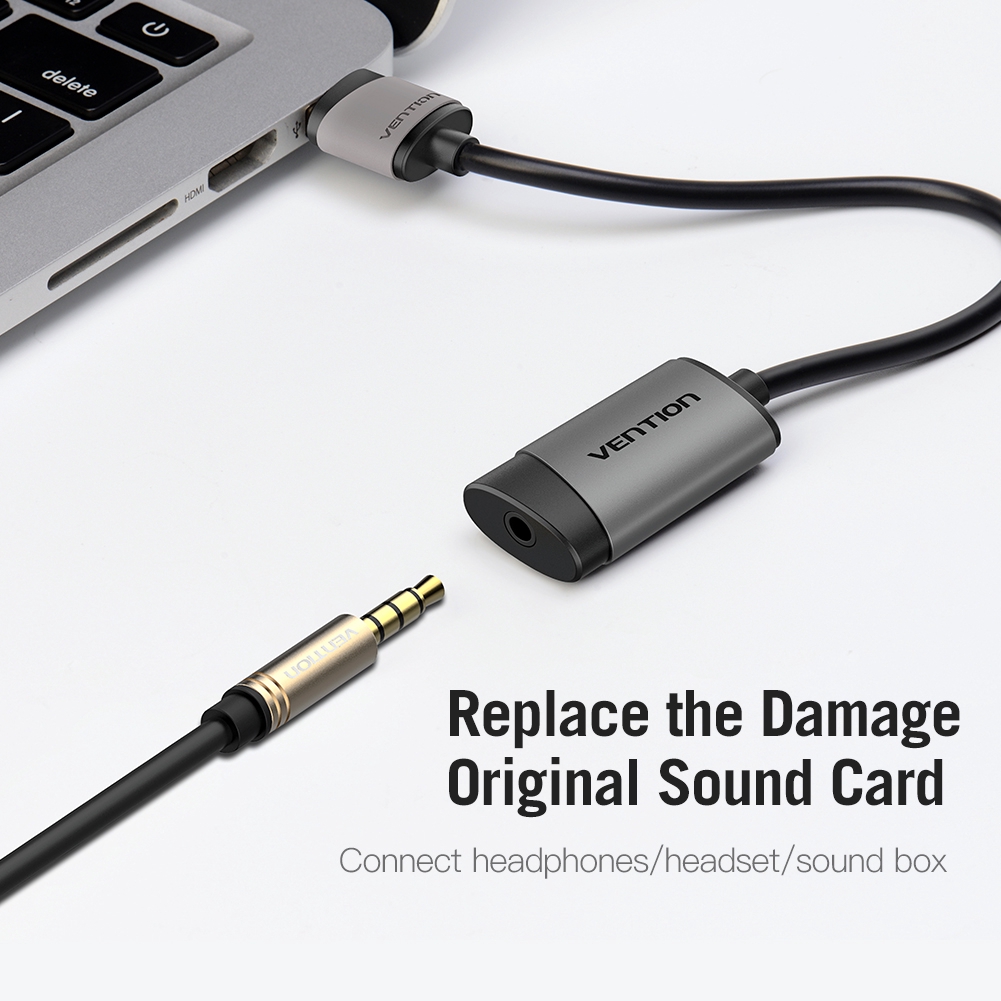 Vention Sound Card USB External 3.5mm USB to Jack 3.5mm untuk Microphone Adapter