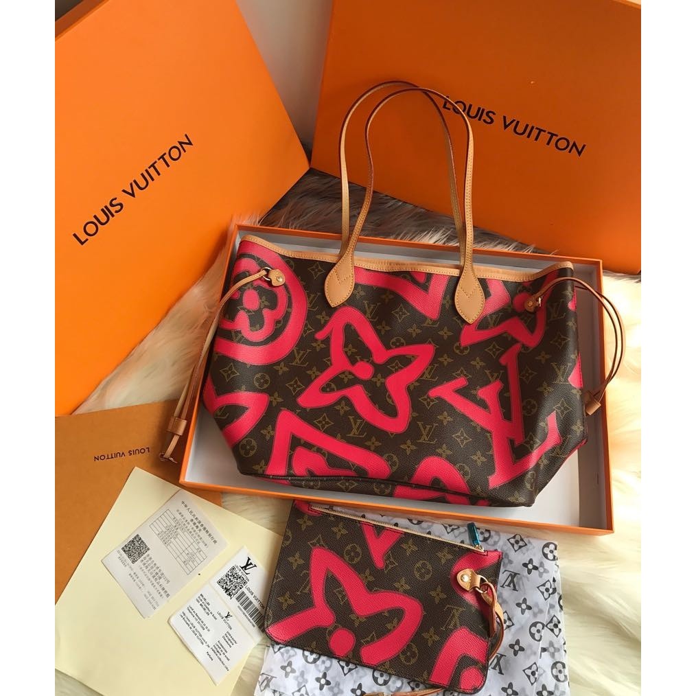 Star Seller TAS LV NEVERFULL GRAFITI AZUR+BOX SEMI ORI