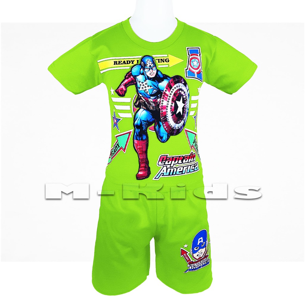 MKids88 - Baju Setelan Anak Laki-Laki Mata Nyala Lampu LED Superhero CAPTAIN AMERICA KAPTEN AMERIKA