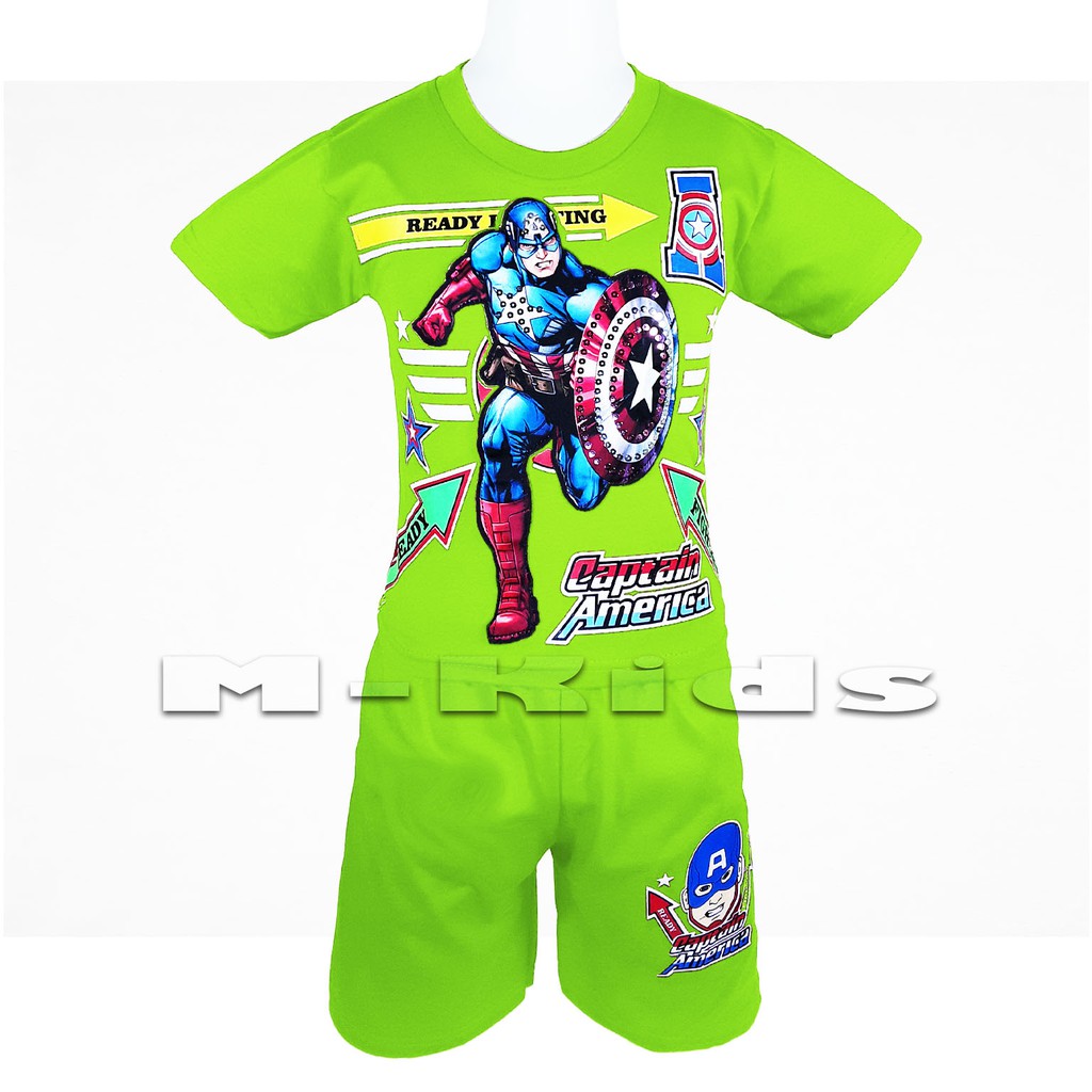 MKids88 - Baju Setelan Anak Laki-Laki Mata Nyala Lampu LED Superhero CAPTAIN AMERICA KAPTEN AMERIKA