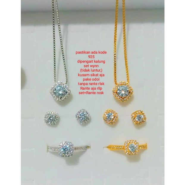 Set titanium wynn+perak silver 925, tidak luntur, kusam,cuci pake odol,ada kode 925 dipengait kalung