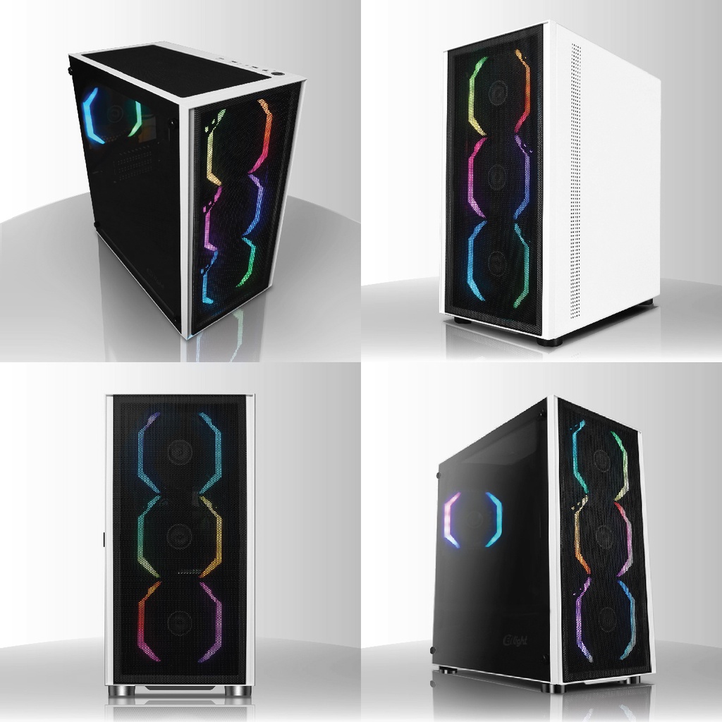 GAMING CASE ENLIGHT WHITE MASTER mATX MESH TEMPER 3 FAN RGB Twilight