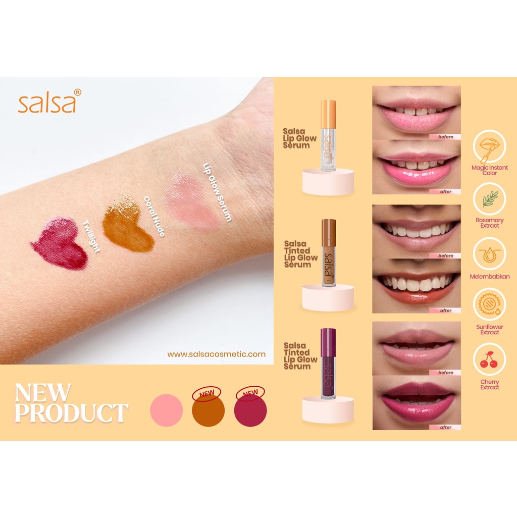 SALSA LIP GLOW SERUM 3gr | Twilight | Coral Nude | Merah Alami Melembabkan | Tinted Lip Serum | Lippie Serum