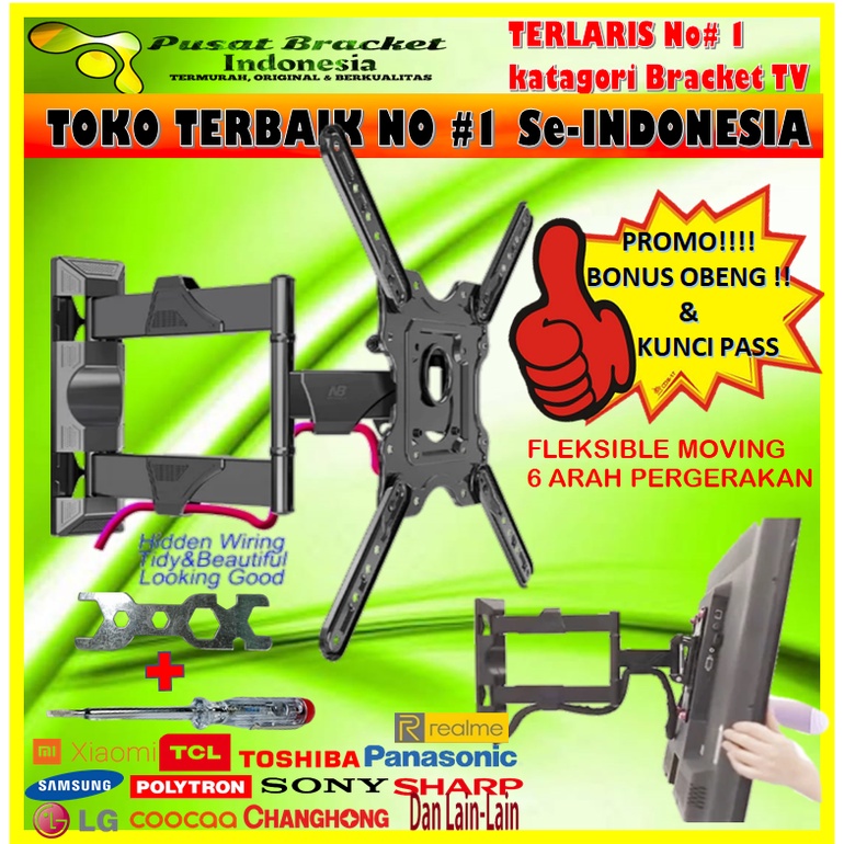 BONUS OBENG!! Bracket tv 17 s/d 60 inch 60 55 50 43 42 40 32 24 21 17 INCH IMPORT SUPER PREMIUM 6 ARAH kuat tebal dan kokoh Bracket tv Braket tv Breket tv Briket tv Brackettv Brakettv Brekettv Brikettv