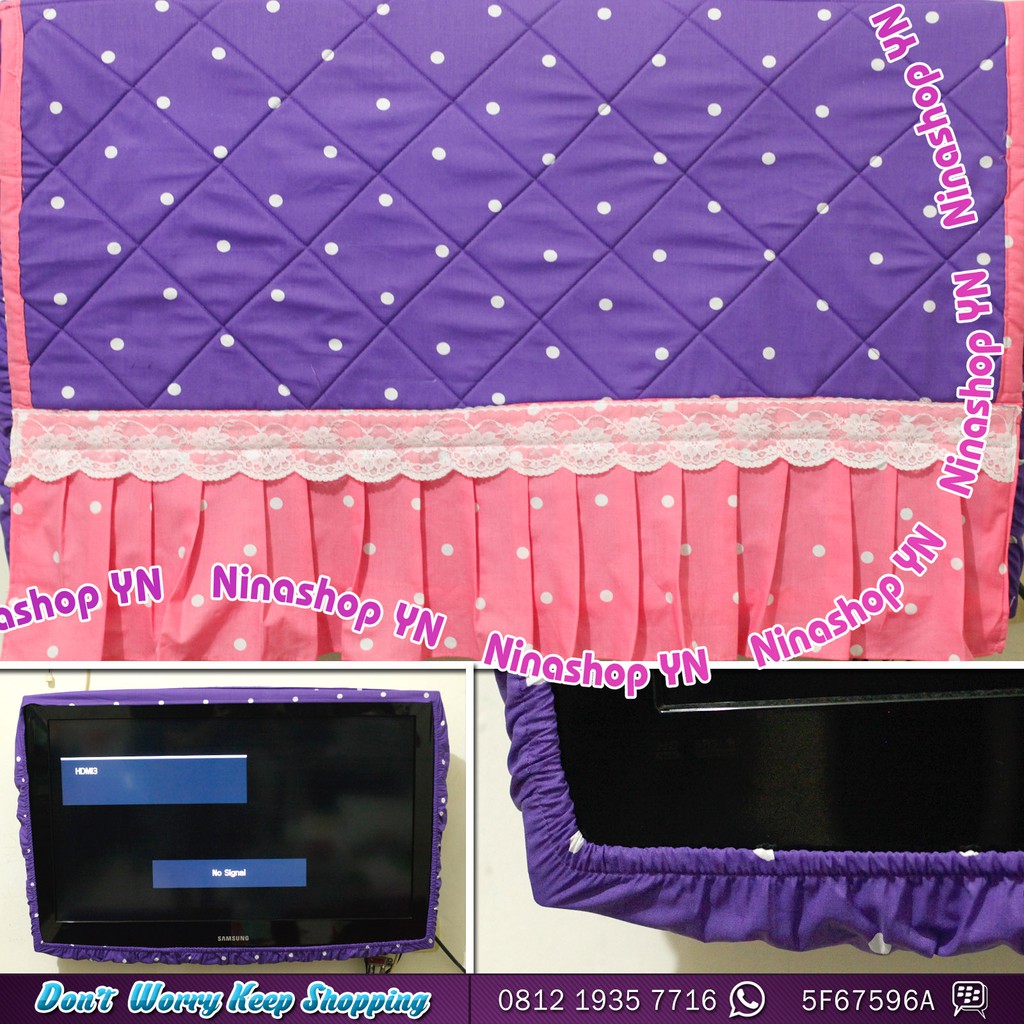 COVER TV LCD/LED DOTY PURPLE MODEL REMPEL RENDA KOMBINASI